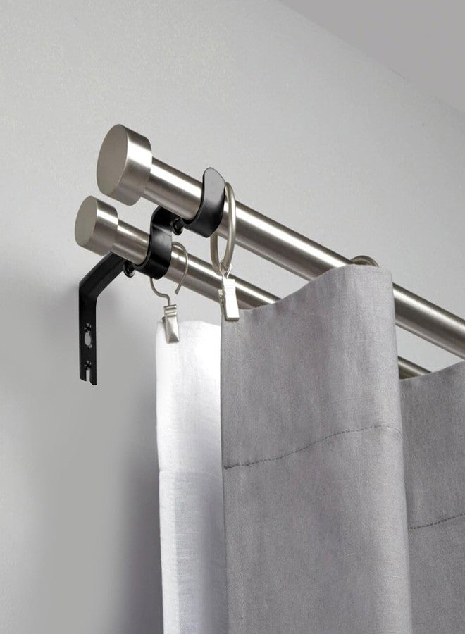 Shonmogar Double Curtain Rod Bracket 2 Pack Metal Curtain Rod Hooks for Wall,Sturdy Curtain Rod Bracket with Screws,Black Wall Mounted Curtain Rod Holders for Bedroom Living Room Office - Image 4